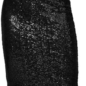 Chic Black Sequin Pencil Skirt